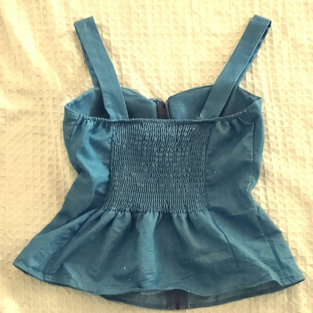 Mind Code Sleeveless Blouse: Blue JEAN  Tops -